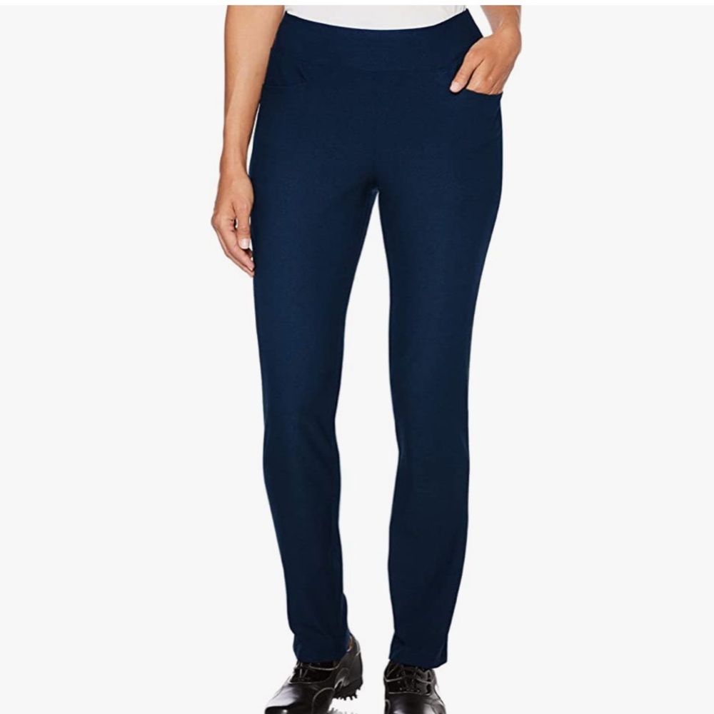 PGA TOUR Women's Pull-on Golf Pant with Tummy Control Medium Navy